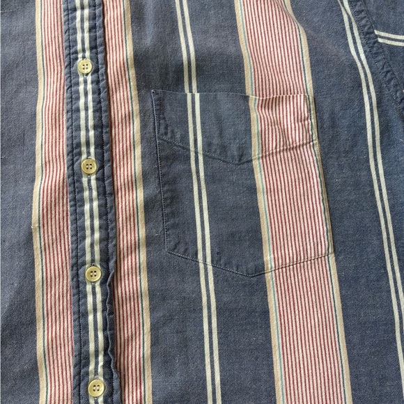 Vintage Button Down Mens Large Blue Red Cotton Preppy Retro USA Coastal Beach - Picture 6 of 8
